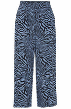 Joella Blue Zebra Print Wide Leg Crop Trousers
