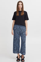 Joella Blue Zebra Print Wide Leg Crop Trousers