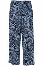 Joella Blue Zebra Print Wide Leg Crop Trousers