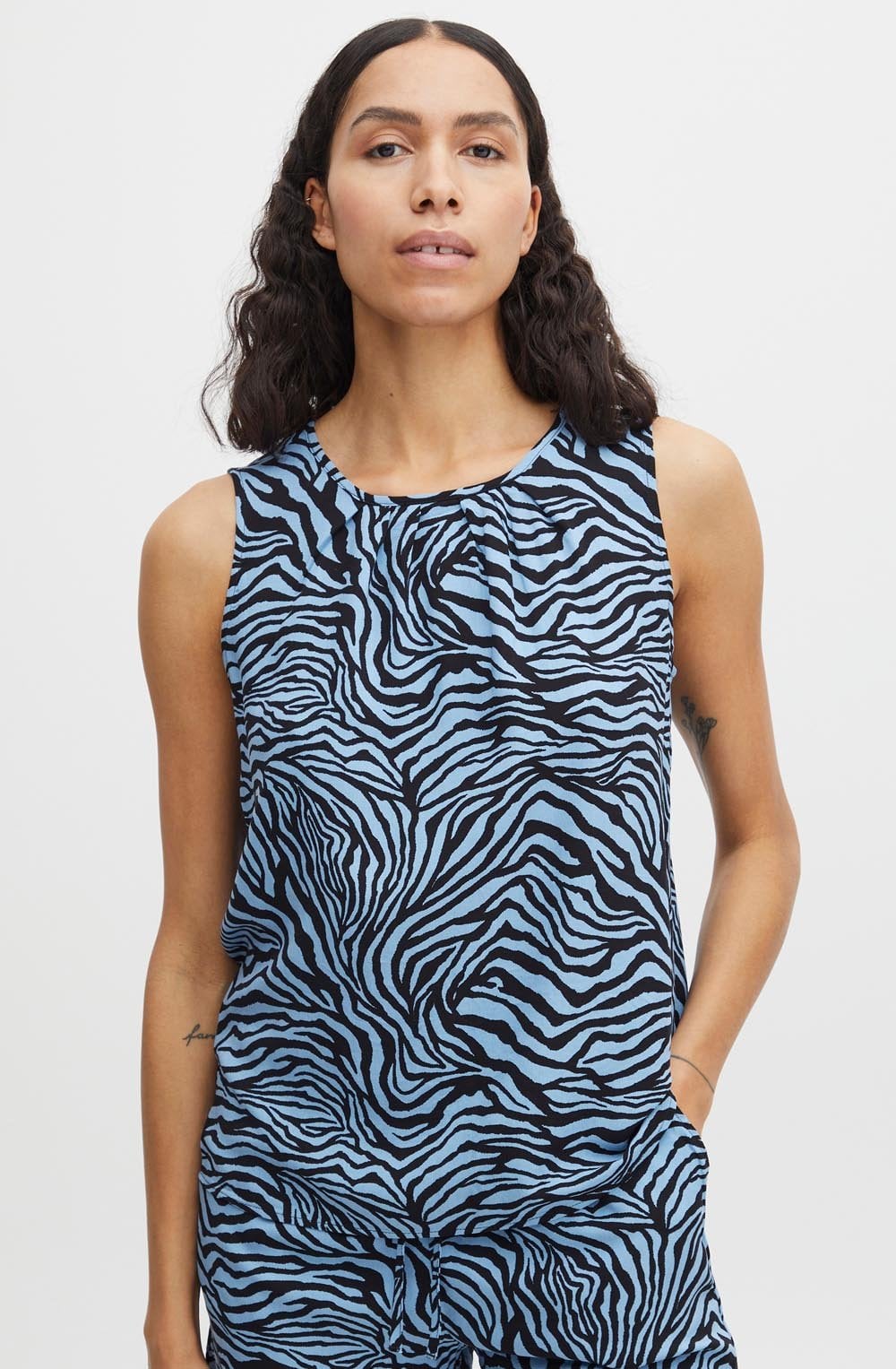 Joella Boy Blue Zebra Sleeveless Blouse