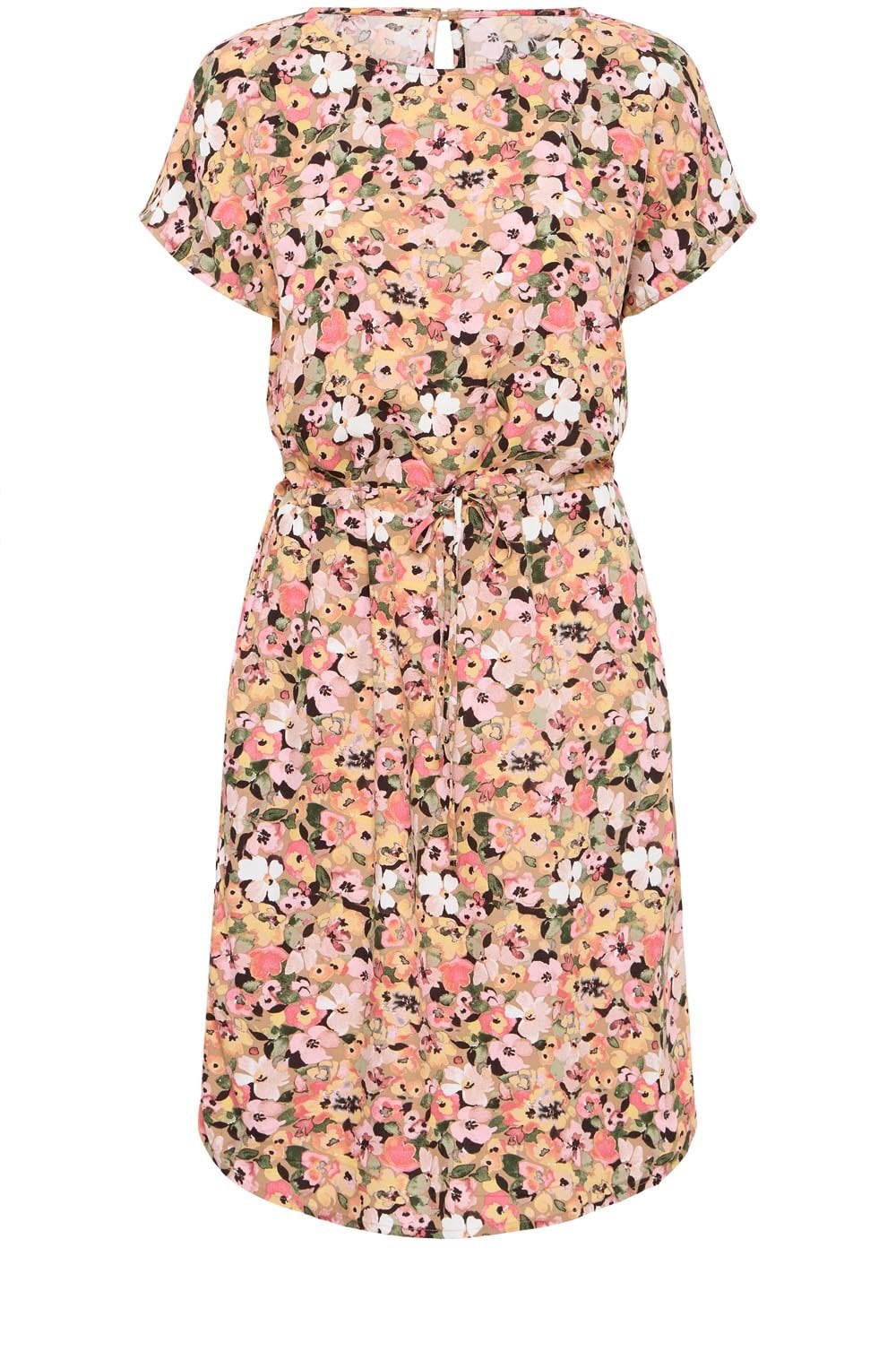 Joella Coral Blush Drawstring Waist Dress