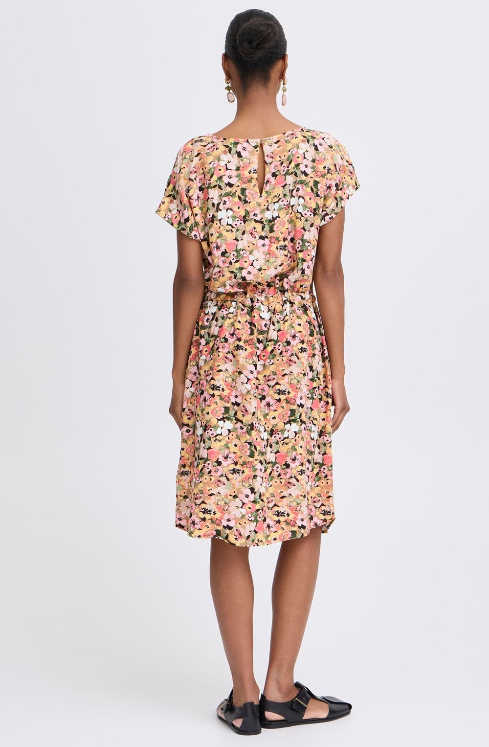 Joella Coral Blush Drawstring Waist Dress