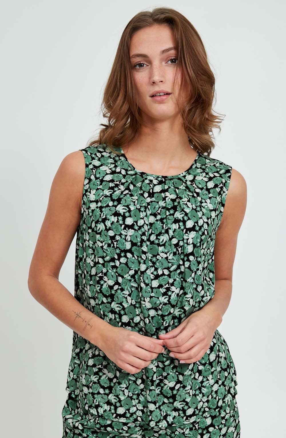 Joella Frosty Green Sleeveless Blouse