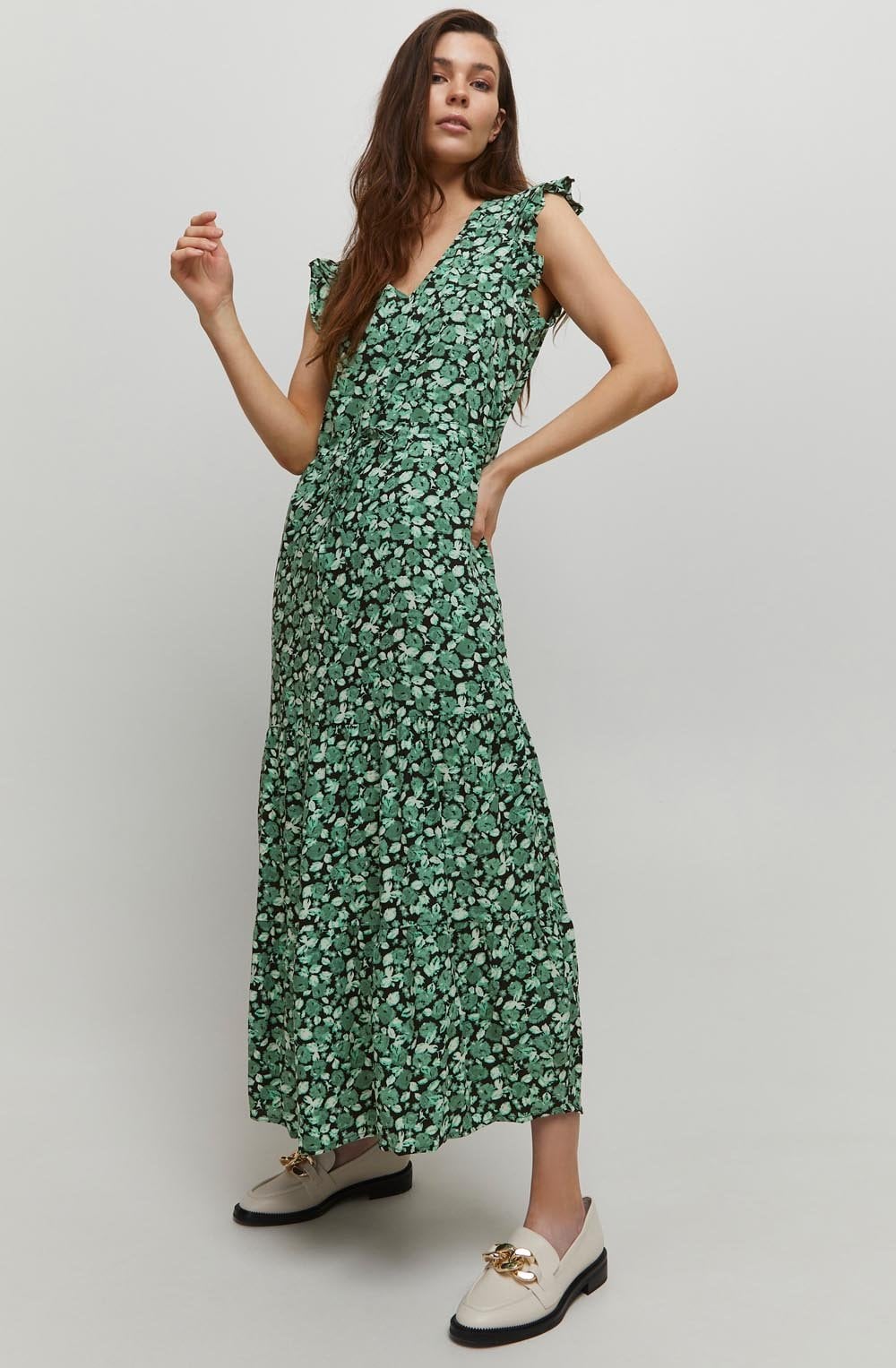 Joella Frosty Green Tiered Maxi Dress