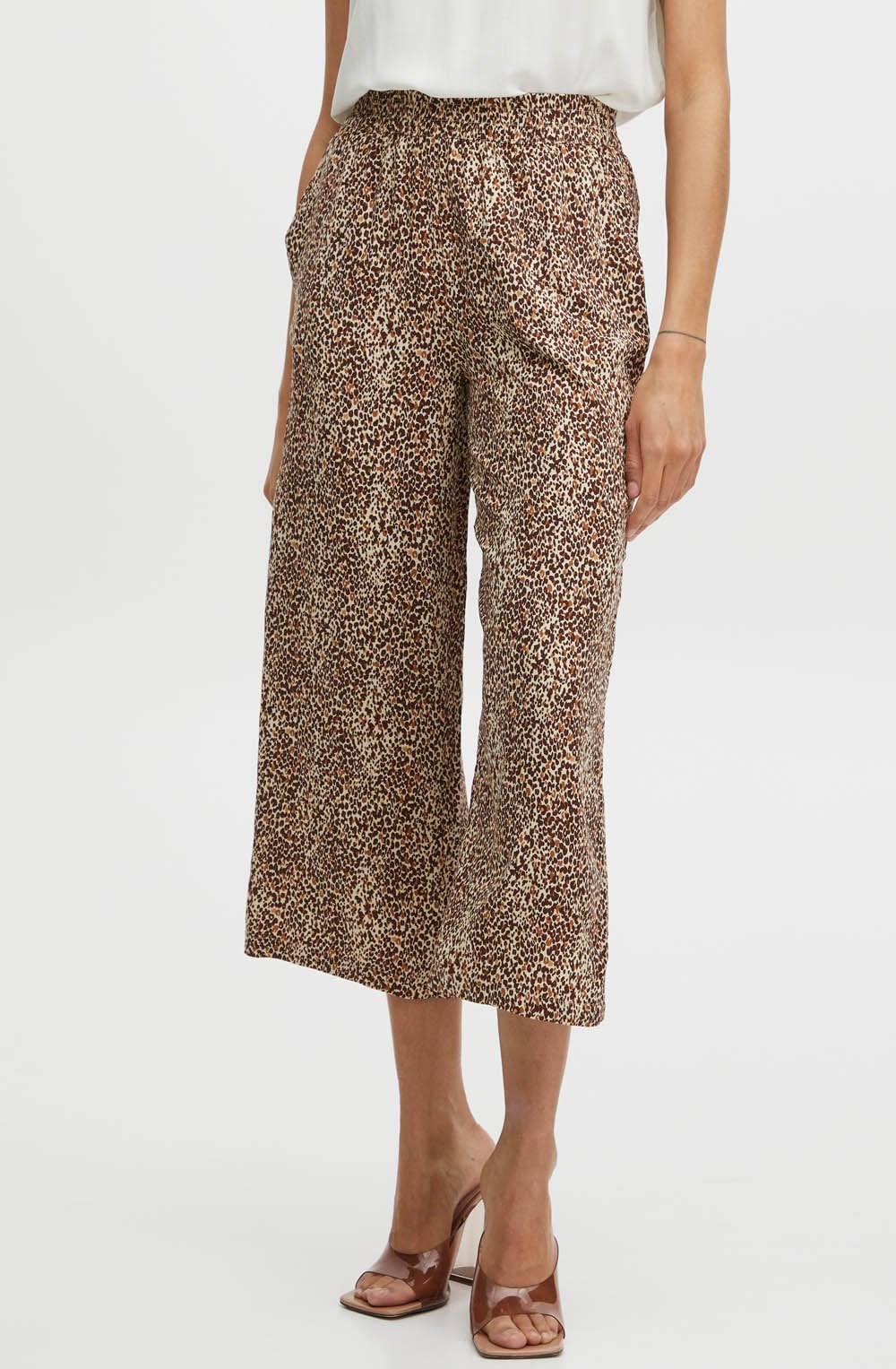 Joella Iced Coffee Wide Leg Crop Trousers
