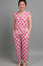 Joella Ogee Ikat Raspberry Rose Wide Leg Crop Trousers