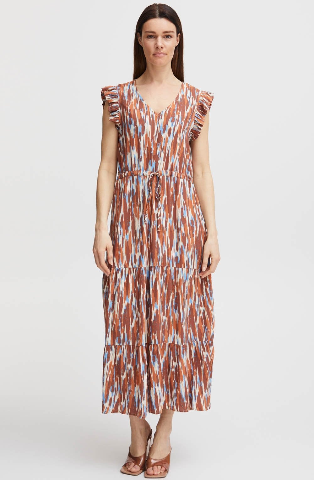 Joella Suntan Mix Tiered Maxi Dress