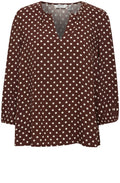 Josa Chicory Coffee Polka Dot Loose Blouse