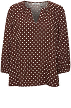 Josa Chicory Coffee Polka Dot Loose Blouse