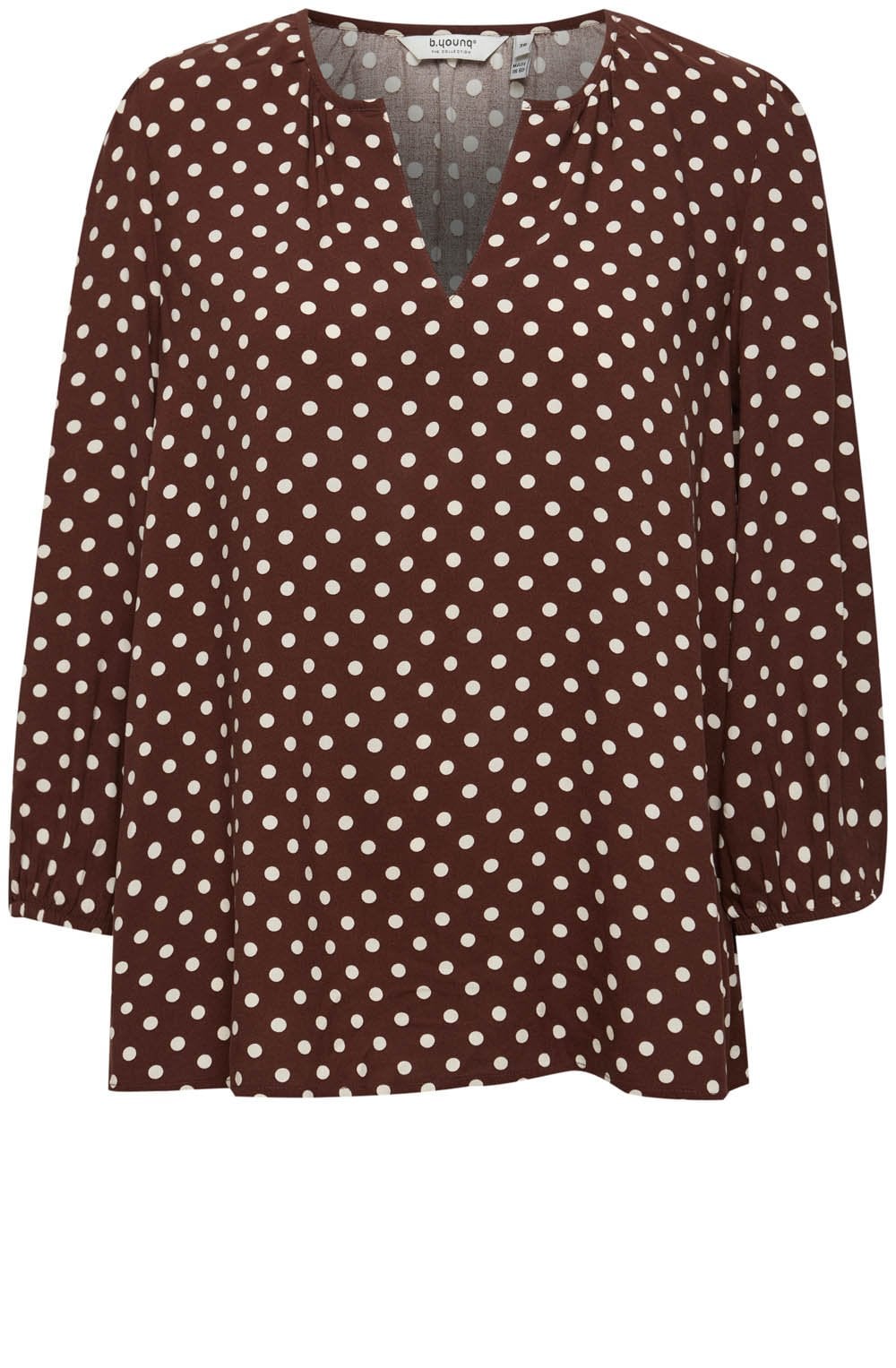 Josa Chicory Coffee Polka Dot Loose Blouse