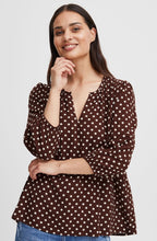 Josa Chicory Coffee Polka Dot Loose Blouse