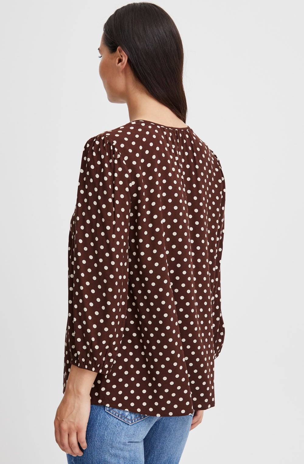 Josa Chicory Coffee Polka Dot Loose Blouse