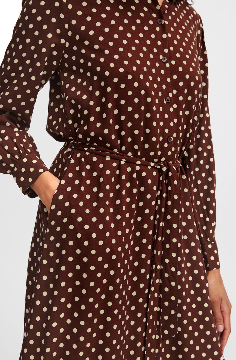 Josa Chicory Coffee Polka Dot Shirt Dress