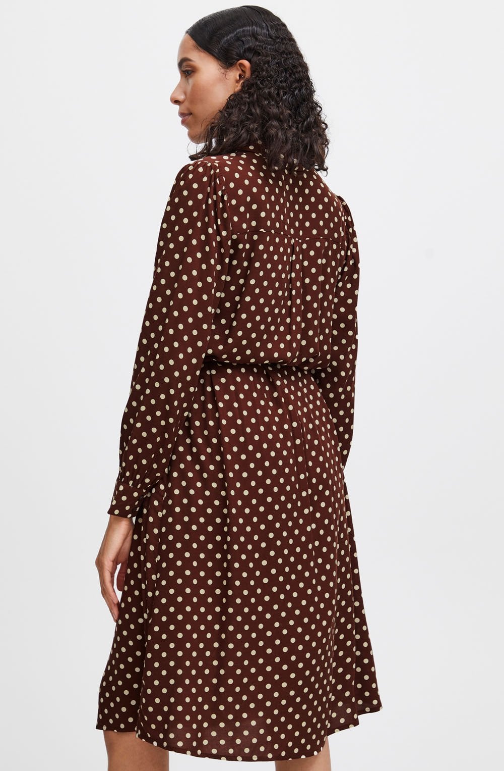 Josa Chicory Coffee Polka Dot Shirt Dress