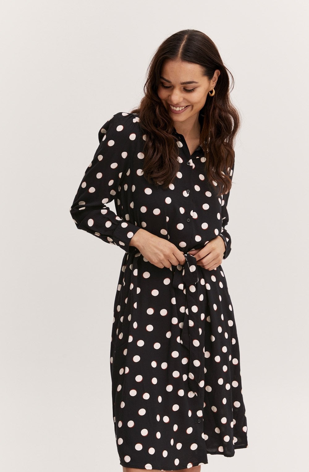 Josa Off White Polka Dot Shirt Dress