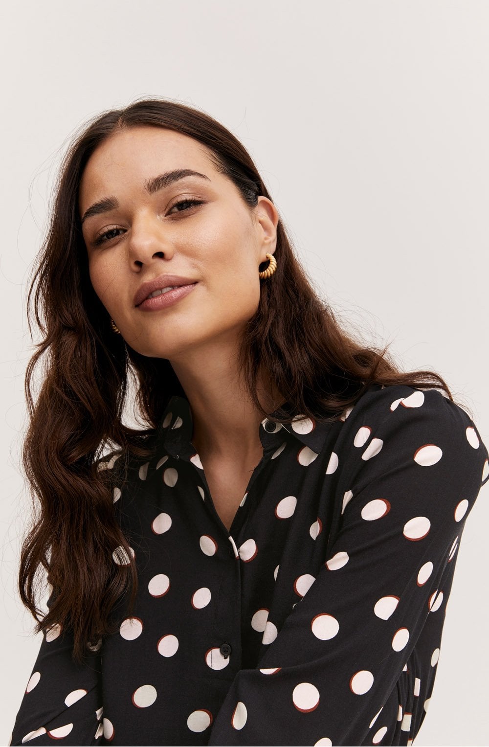 Josa Off White Polka Dot Shirt Dress