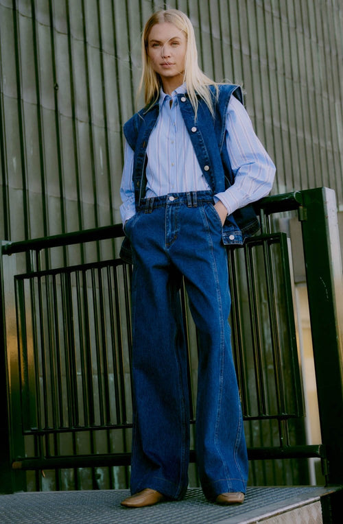 Kakai Dark Denim Wide Leg Jeans