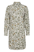 Khaki Floral Print Shirt Dress