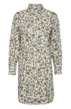 Khaki Floral Print Shirt Dress