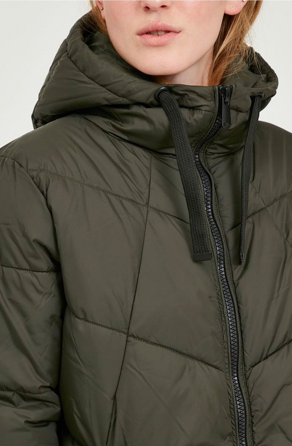 Khaki Hooded Puffer Coat