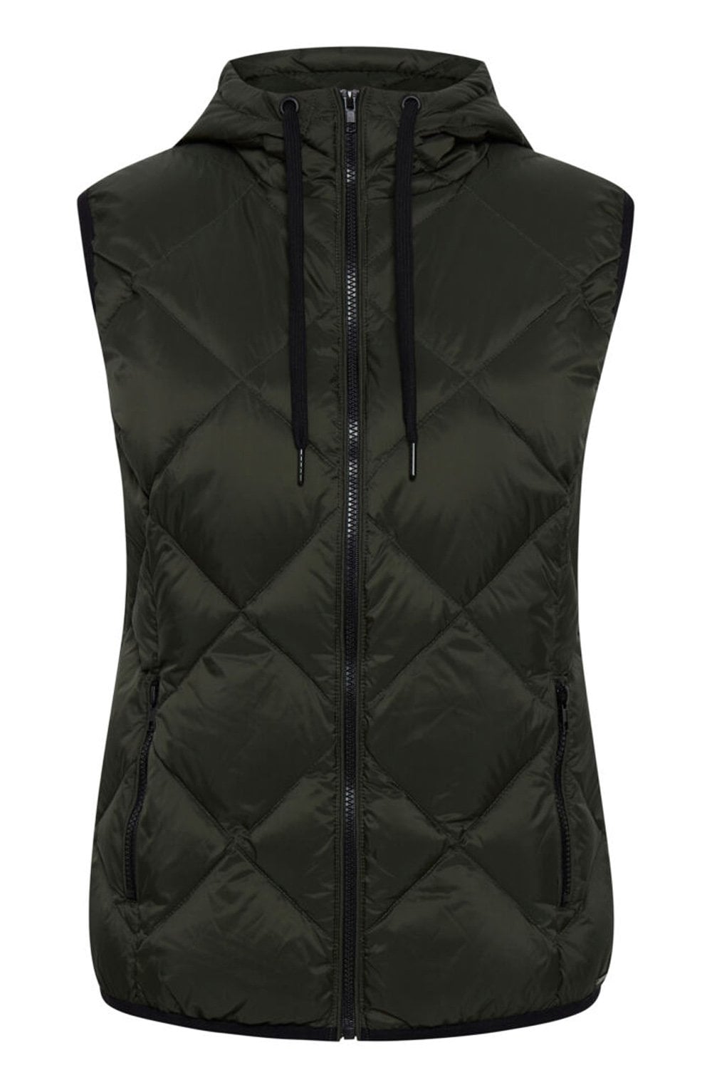 Khaki Hooded Waistcoat Gilet