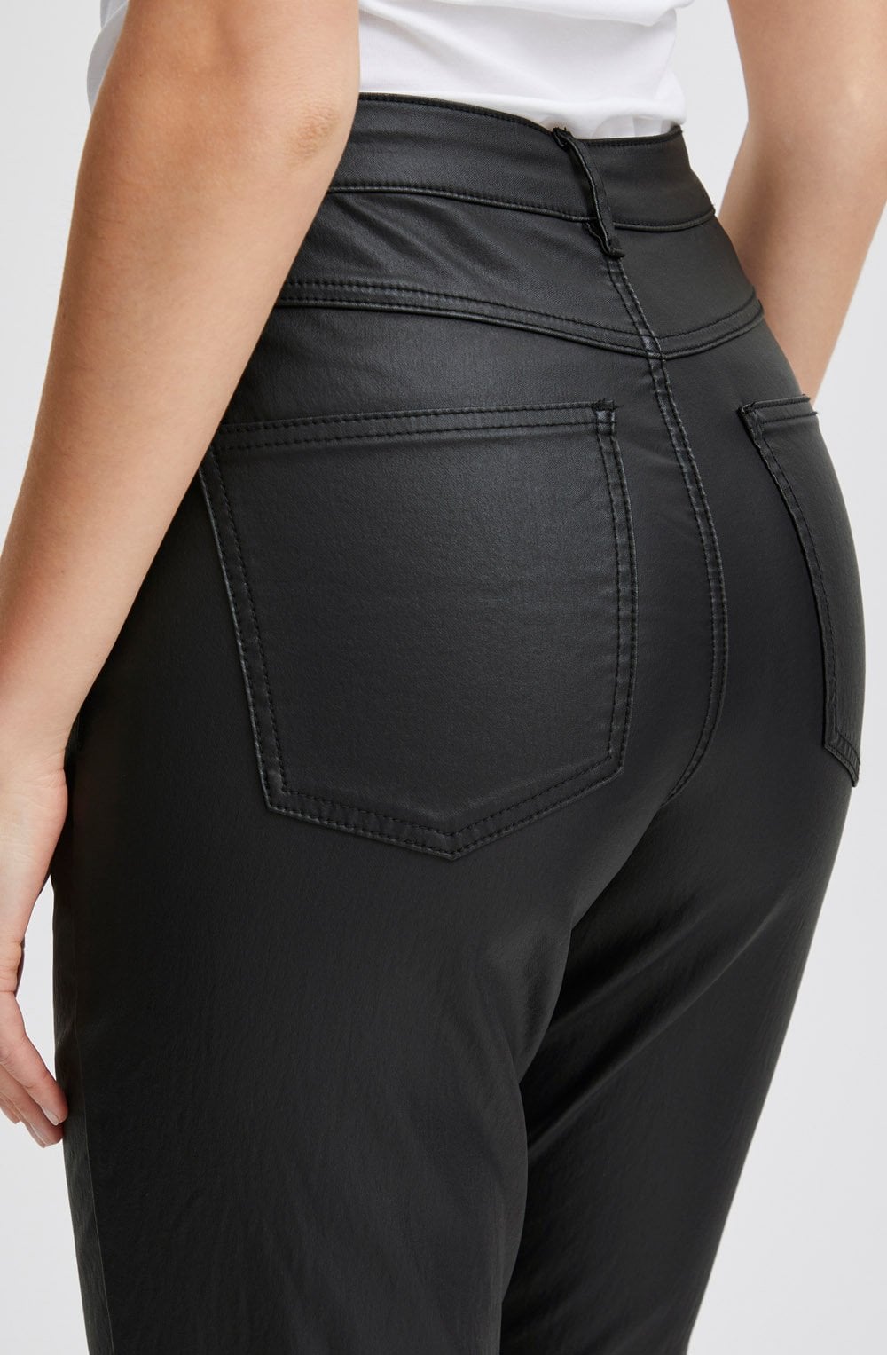 Kiko Black Straight Leg Coated Trousers