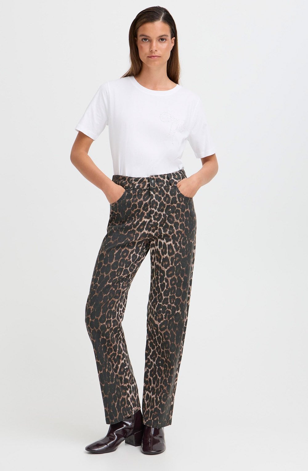 Leopard Print Ankle Length Jeans
