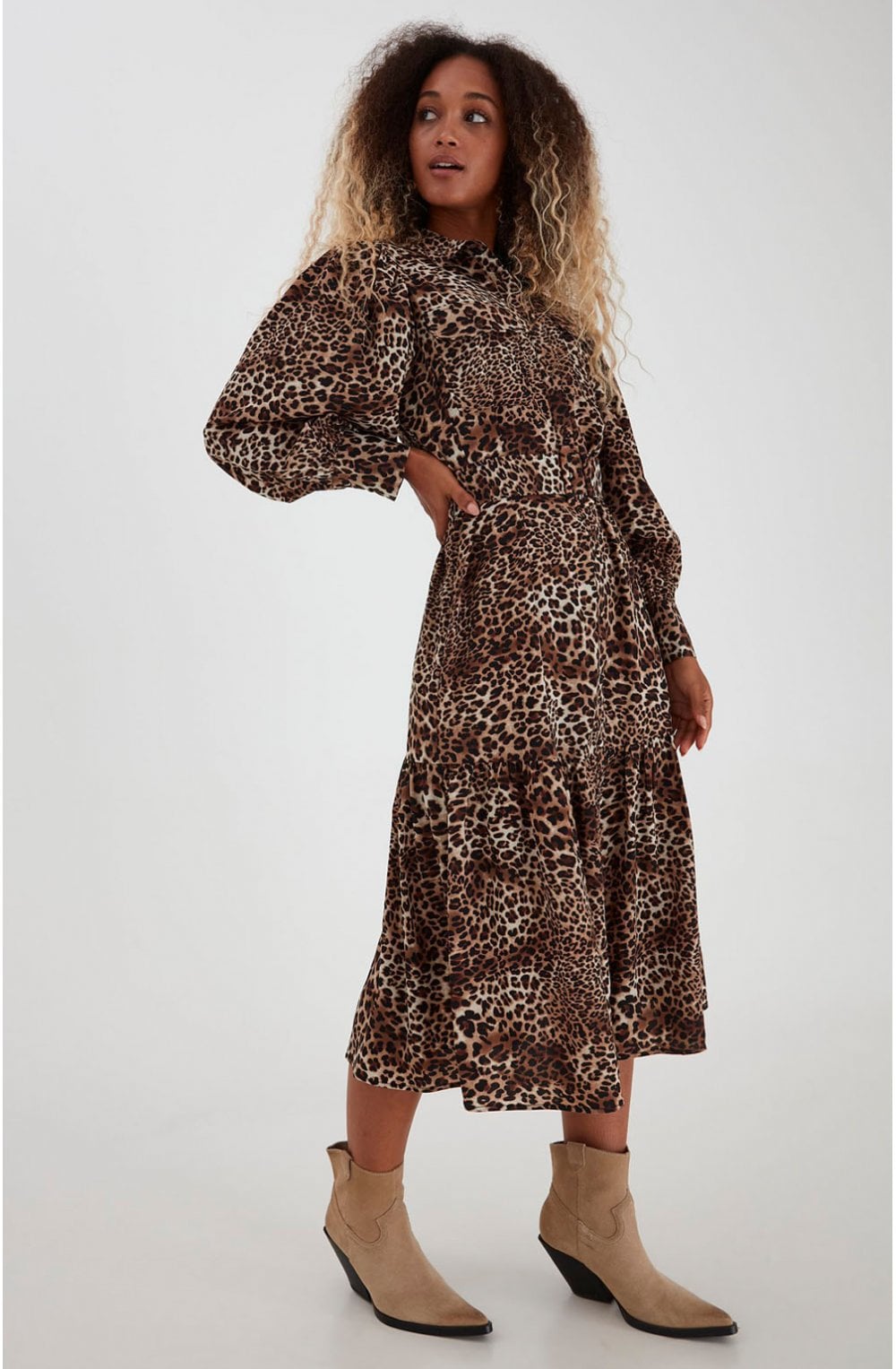 Leopard Print Button Up Dress