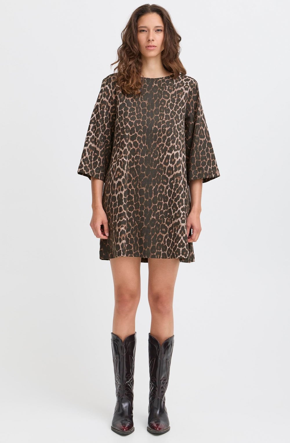 Leopard Print Denim Dress