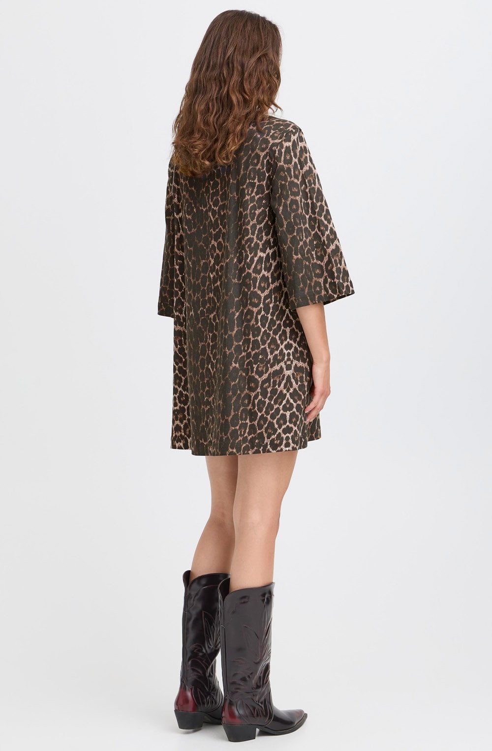 Leopard Print Denim Dress