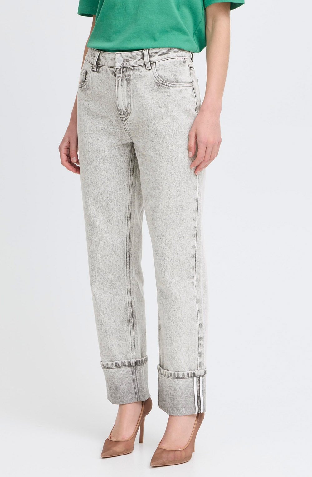 Light Grey Denim Keffini Turn Up Jeans