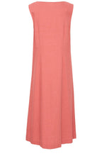 Light Mahogany Linen Mix Button Down Dress