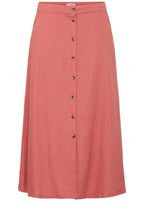 Light Mahogany Linen Mix Button Down Skirt