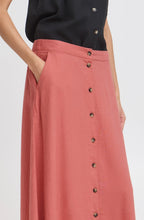 Light Mahogany Linen Mix Button Down Skirt