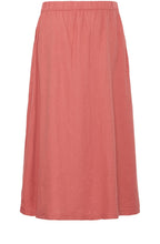 Light Mahogany Linen Mix Button Down Skirt