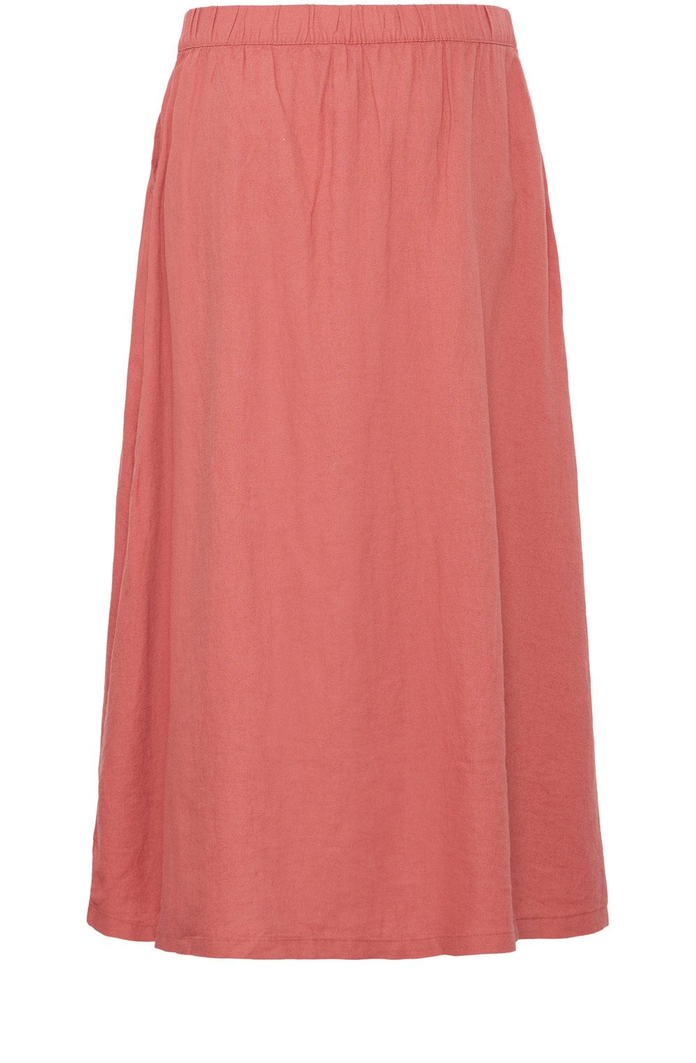 Light Mahogany Linen Mix Button Down Skirt
