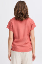 Light Mahogany Linen Mix Tunic Neck Blouse