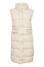 Long Cream Waistcoat Puffer Coat