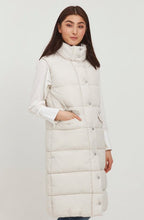 Long Cream Waistcoat Puffer Coat