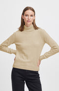Manina Cement Melange Polo Neck Jumper