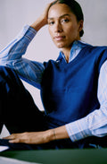 Manina Medieval Blue Fine Knit Waistcoat