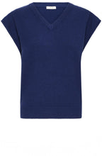 Manina Medieval Blue Fine Knit Waistcoat