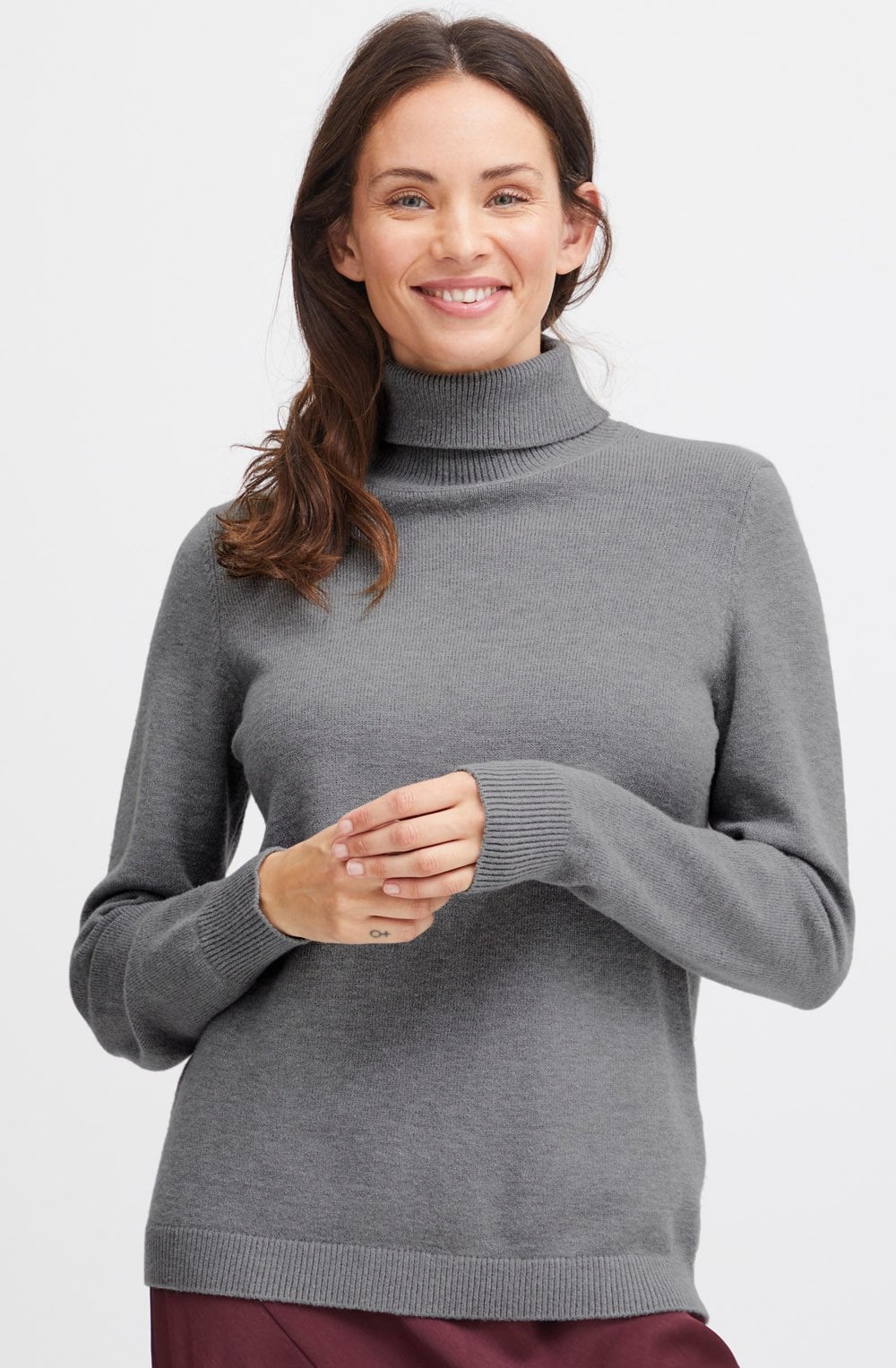 Manina Mid Grey Polo Neck Jumper