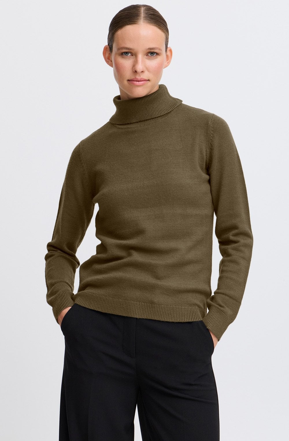 Manina Olive Night Polo Neck Jumper