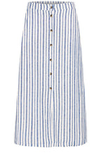 Marshmallow and Blue Striped Linen Mix Skirt