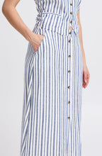 Marshmallow and Blue Striped Linen Mix Skirt