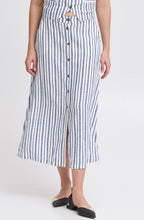 Marshmallow and Blue Striped Linen Mix Skirt