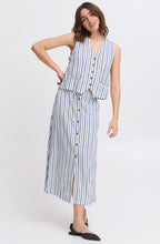 Marshmallow and Blue Striped Linen Mix Waistcoat