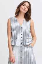 Marshmallow and Blue Striped Linen Mix Waistcoat
