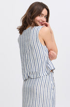 Marshmallow and Blue Striped Linen Mix Waistcoat